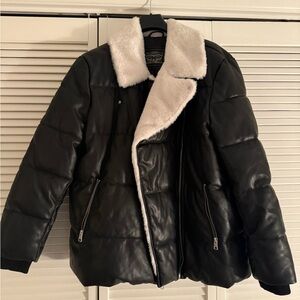 Levi's Black Faux Leather Moto Jacket - XL